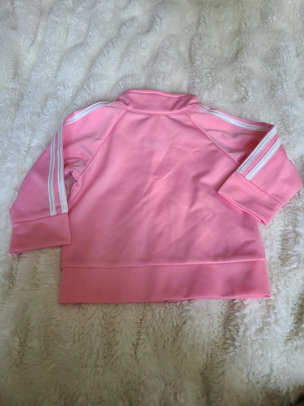 adidas Pink Kids Zip Swim Jacket with White Stripes Size 3M